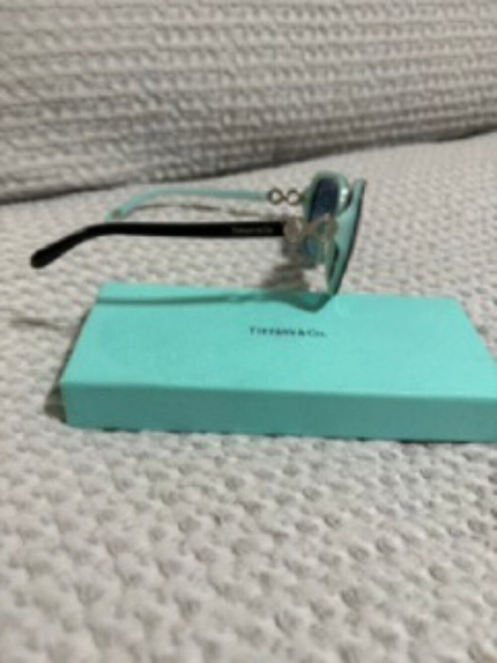 NEW : Tiffany TF 4110B Sunglasses 80559S Black/Blue 55-17-135 With Case - Picture 2 of 9